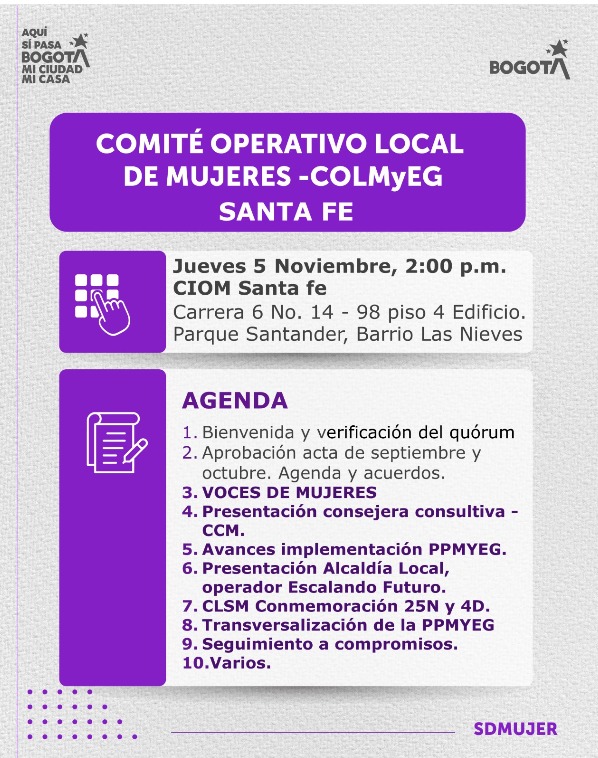 Sesión ordinaria del Comité Operativo Local de Mujer y Género - COLMyEG