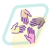Icono de 4 manos juntas
