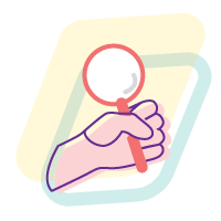 Icono de mano con lupa