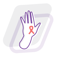 Icono de mano con lazo rosa