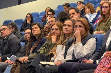 La secretaria Distrital de la Mujer, Laura Tami Leal, habla en el lanzamiento de la Unidad de la Defensoría del Pueblo.