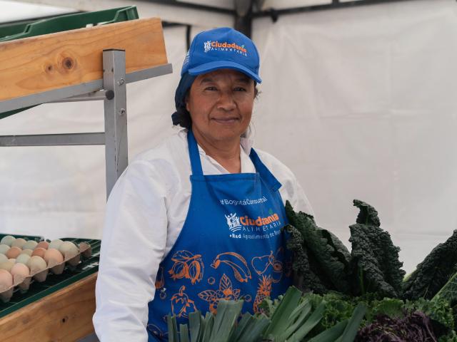 Mujer campesina con sus productos